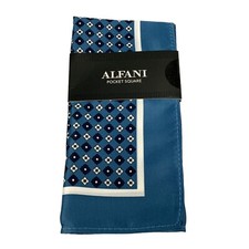 Alfani Mens Solid Medallion Pocket Square Blue OS