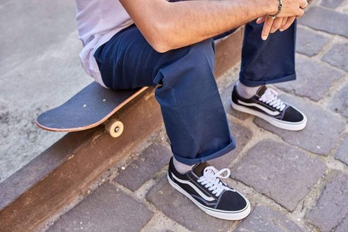 MODUS CLÁSICOS PANTALONES DE TRABAJO AJUSTADOS AZUL MARINO ELÁSTICOS KINGPIN SKATE TIENDA CORREO GRATUITO AUS - Imagen 2 de 2