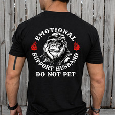 Emotional Support Husband Do Not Pet Funny Monkey On Back T-Shirt