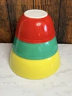 Vintage Pyrex Primary Color Mixing Bowl Set 401 402 403 Red Green Yellow USA