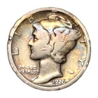 1926-D Mercury Silver Dime Better Date Nice Toning ~G+ Some Rim Damage