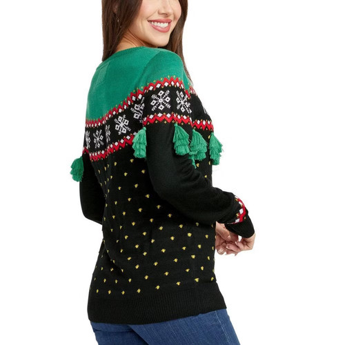 Tipsy Elves Women’s Christmas Tree Tassel Sweater - Funny Ugly Christmas Sweater
