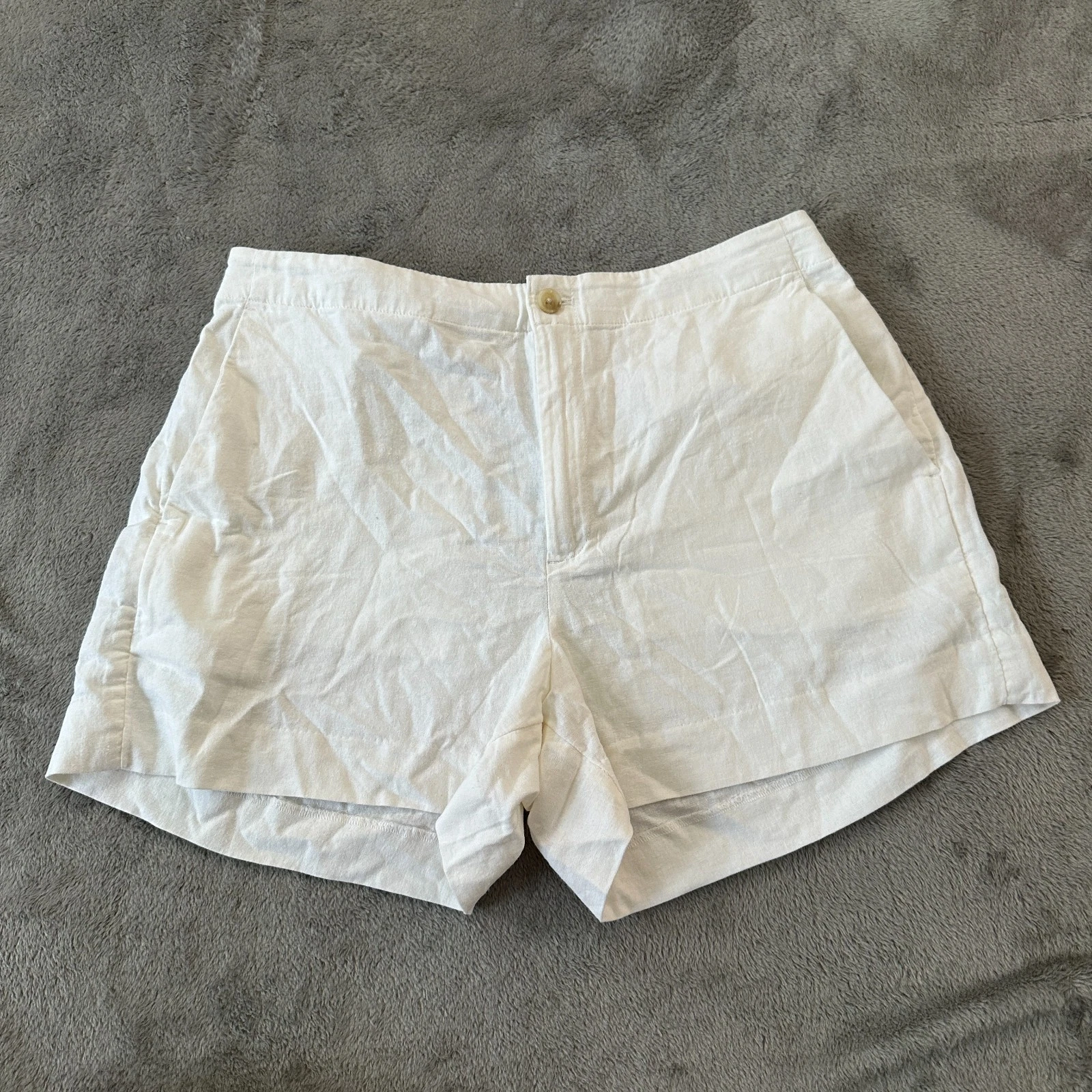 NWT Banana Republic Factory 2026 White Linen Blend Shorts Women's LARGE