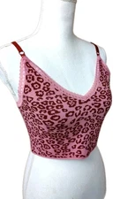 • Shein Women's Sleeveless Leopard Print Knit Crop Top Size 8/10 Pink & Red