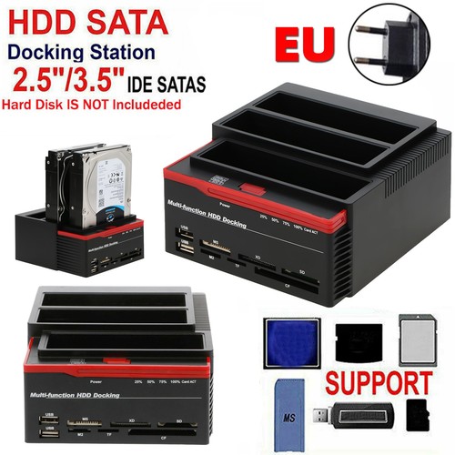 3 IDE SATA 2.5" 3.5" HDD Hard Drive Disk Clone Station d'accueil Card Reader