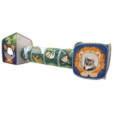 Safari Jungle Cat Play Set, Collapsible Pop-Up Cat Toys Combo with Cube, Tunn...