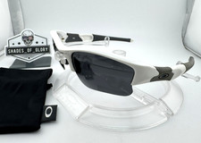 OAKLEY FLAK JACKET XLJ POLISHED WHITE W/ BLACK AFTERMARKET POLARIZED SUNGLASSES
