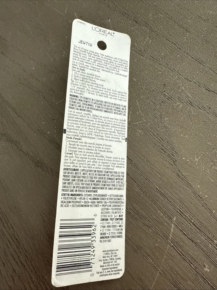 LOREAL Paris Brow Stylist Kabuki Blender WP Brow Crayon 313 BRUNETTE sealed NIP - Image 2 of 2