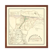 Old Map of Llewellyn Park, NJ 1870 - Vintage Llewellyn Park
