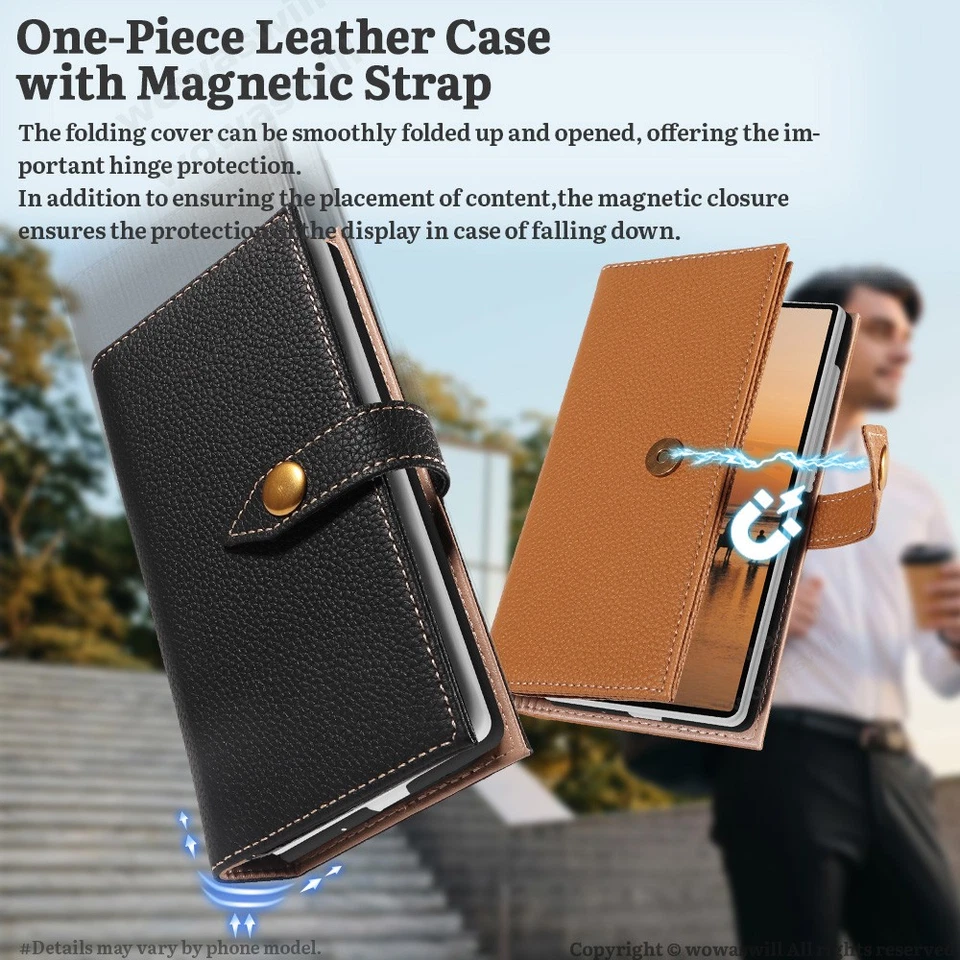 Luxury Genuine Leather Wallet Case 9 Card Slots for OnePlus - Image 4 of 4