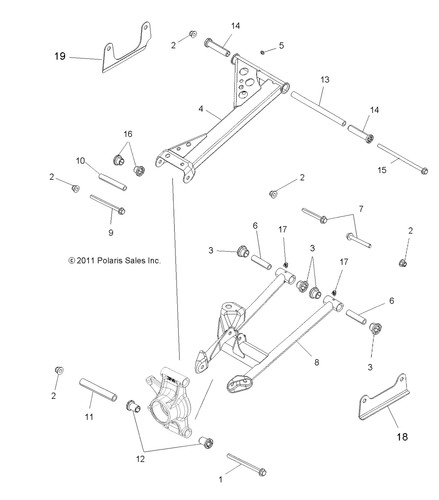 Polaris Control Arm, Rear, Lower, Left, Black, Genuine OEM Part 1018846-458 - Picture 3 of 3