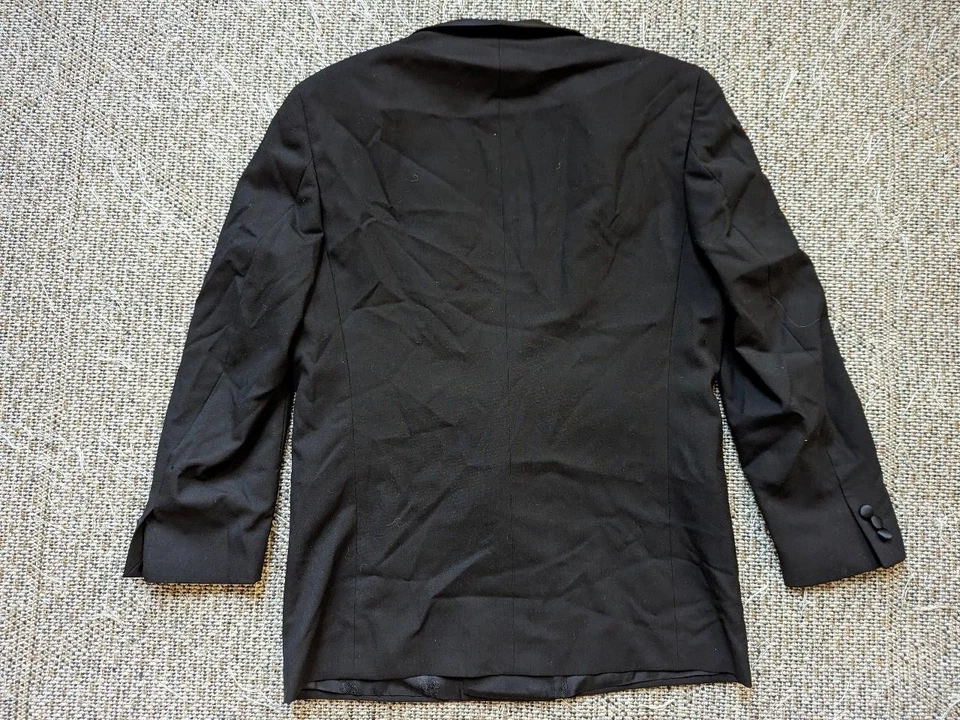 Chaqueta de fumar vintage hecha en EE. UU. BURBERRY esmoquin negro 40R chal doble botonadura Foto 3 de 4