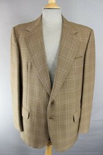 VINTAGE 1970's BRITISH MADE DAKS SIMPSON BROWN CHECKED TERYLENE/WOOL JACKET 40IN