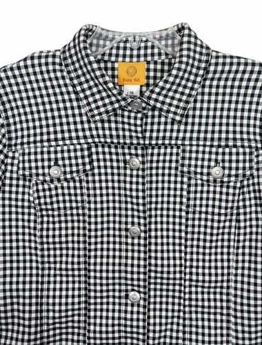 Ruby Road Jacket Button Up Long Sleeve Gingham Check Black White Womens 10 - Picture 4 of 8