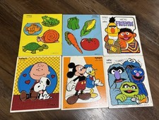 VTG LOT OF 6 AWESOME PLAYSKOOL DISNEY & SESAME STREET PUZZLES