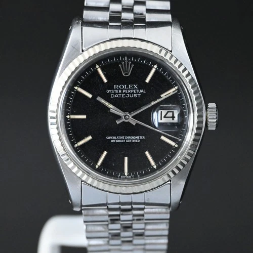 ROLEX 1601 VINTAGE DATEJUST BLACK DIAL AUTO WATCH 36 MM (V.GOOD & 100% ORIGINAL)