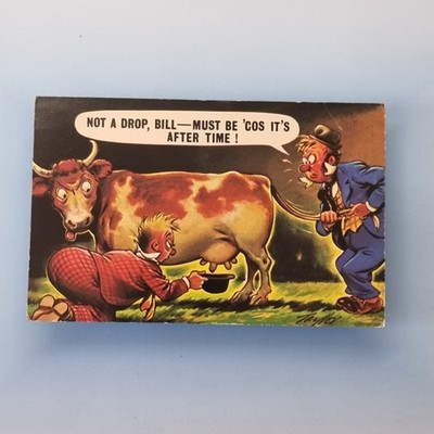 Comic Postkarte um 1980 betrunken Milchkuh Euter nach der Zeit Bamforth & Co