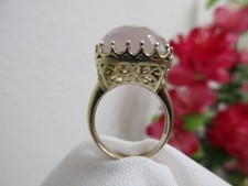 STERLING SILVER ROSE PINK QUARTZ RING THAI SIZE 5 6.4g Signed/marked inside