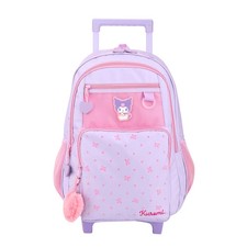 Sanrio Kuromi Kids School Trolley Bag Backpack Rolling Primary Bag