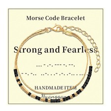 Huanggang Inspirational Gifts for Women, Morse Code Bracelets 6, Silver