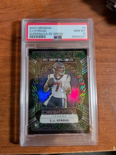 2023 Panini Obsidian Supernova C.J. Stroud Electric Etch Green 21/35 (RC) PSA 10