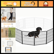 4-Panel Dog Playpen Indoor/Outdoor, 24-Inch Metal Pet Fence for Small Dogs