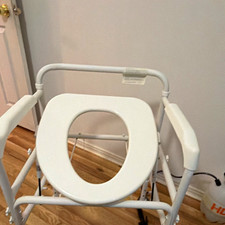 Toilet Safety Frame Toilet Frame with Padded Armrests, White Metal