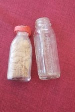 2 ANTIQUE VINTAGE SUNRUCO Evenflo Glass Baby Bottle 3 Inch USA Toy DOLL LOT