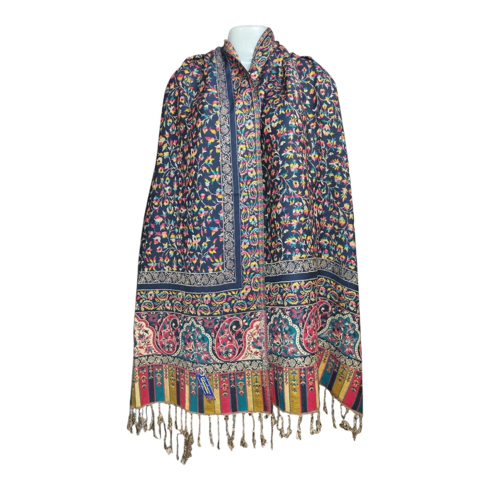 Latest New Pure Wool Kaani Pashmina Stole Shawl For Women, Men Colour_Blue