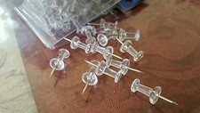 100 x push pins thumb tack clear regular size