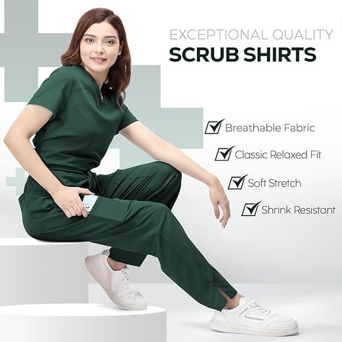 NY Threads Scrubs for Women V-Neck Nurse Scrub Top Women Workwear - Picture 20 of 68