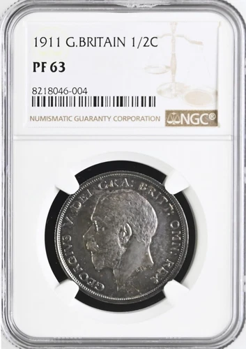 UK - GREAT BRITAIN , PROOF 1/2 CROWN GEORGE VI 1911 -  NGC PF 63  ,  RARE66
