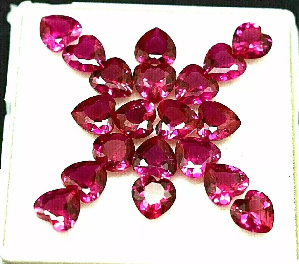 Natural Red Ruby Lots of Certified Loose Gemstone 10 Ct Heart Cut 6X6X3 MM - Image 3 of 4