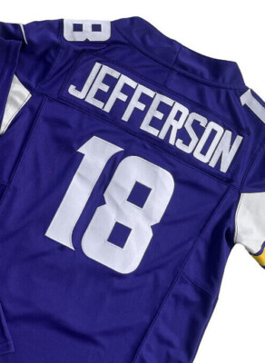 YOUTH Justin Jefferson #18 Vikings FUSE Purple Sewn Stitched