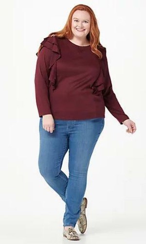 NYDJ Long-Sleeve Ruffle Front Sweater 