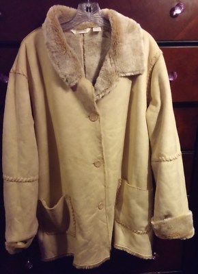 NWT WARM SUEDE LOOK COAT sz 2X  22/24 TAN WHIPSTITCH