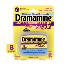 Dramamine Chewable Motion Sickness Relief for Kids, Grape 8 Ct Nausea Treatment+