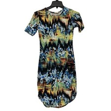 Capella A Dress Allover Print Short Sleeve Bodycon Abstract Art2wear - Size S