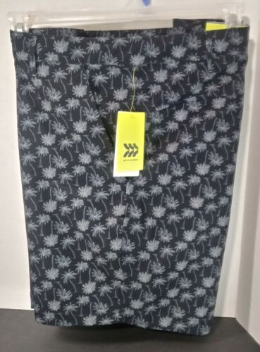 All In Motion Men's XXL Hybrid Resort Casual Golf Shorts Black With Palm Trees