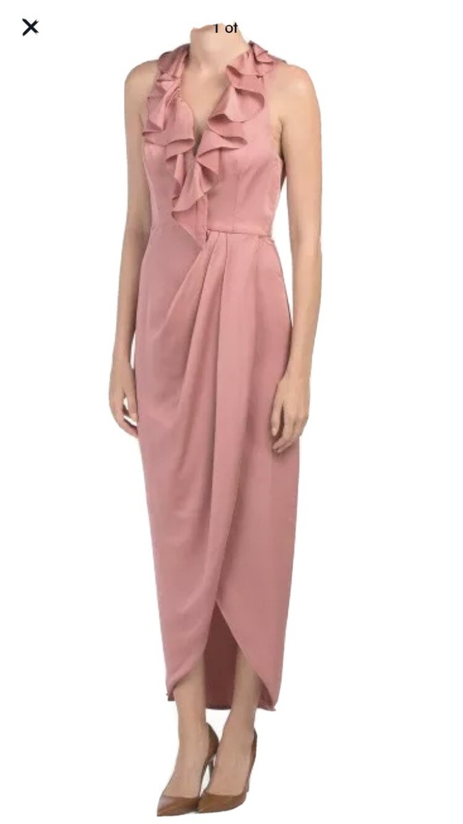 shona joy rose bridesmaid dress Royal Blue Satin One Shoulder Maxi Dress