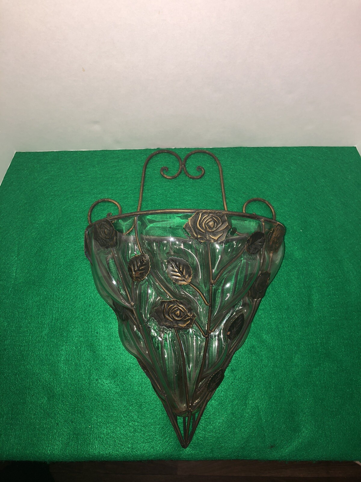 Caged Glass And Metal Wall Planter 3 Lbs. 6.9 Ozs.