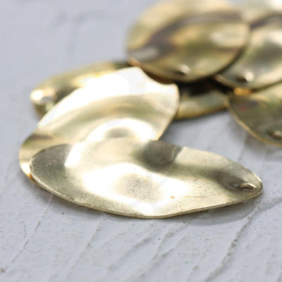 10 Pieces Raw Brass Waved Charm - Oval 32.2x18.2mm (3945C)