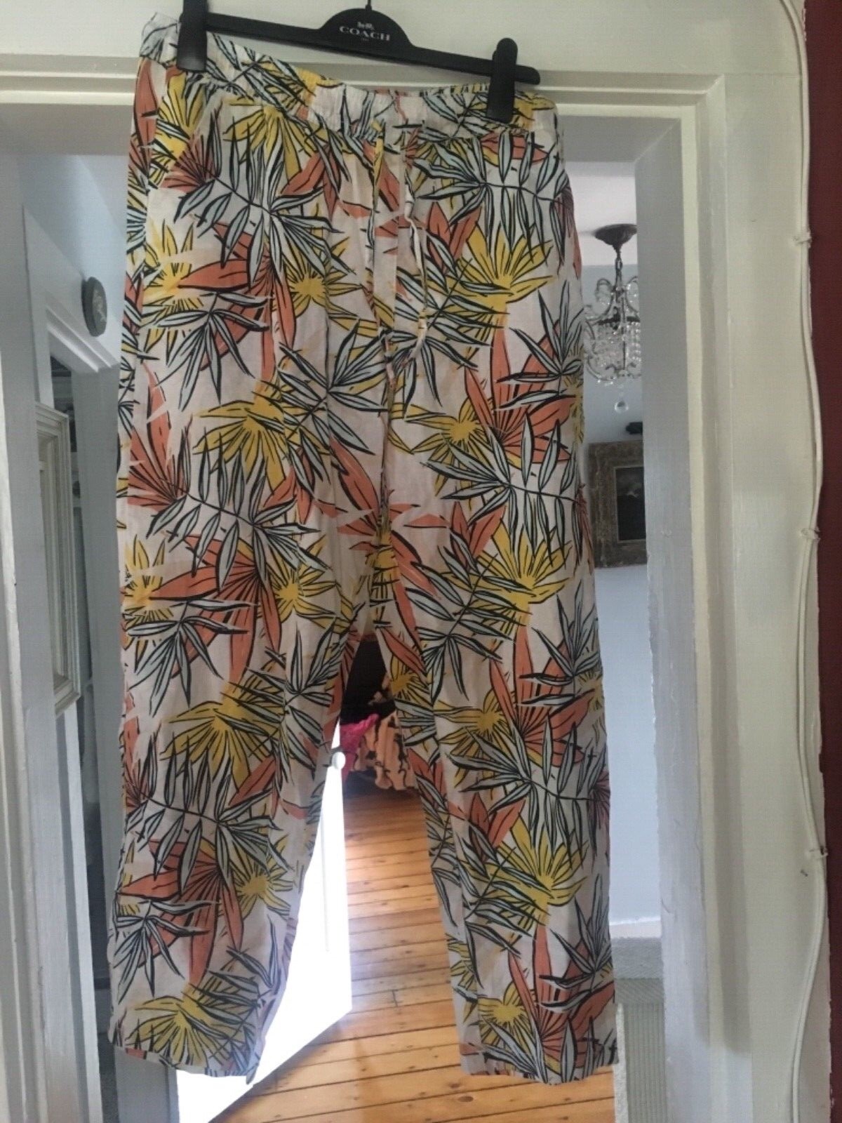 Serra Cotton Linen Pants Black & White Lounge beach wear SzXL eBay