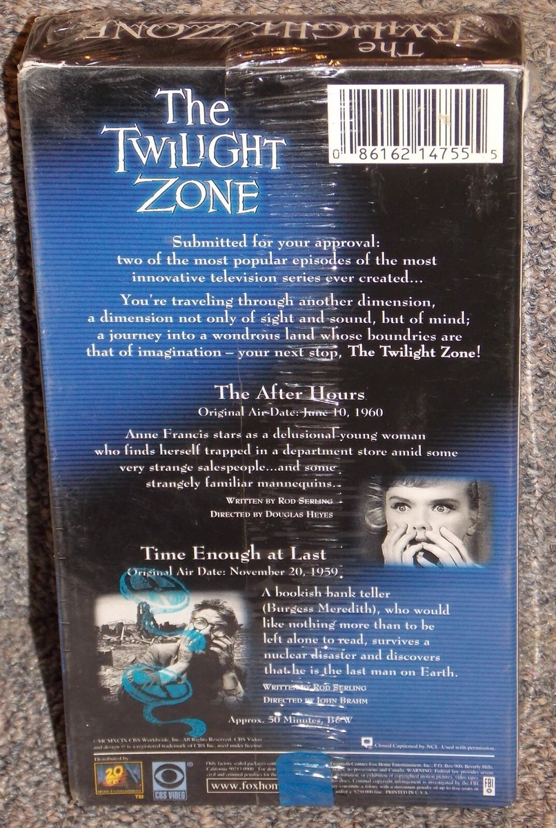 Vintage The Twilight Zone VHS Tape New Factory Sealed 2 Episodes