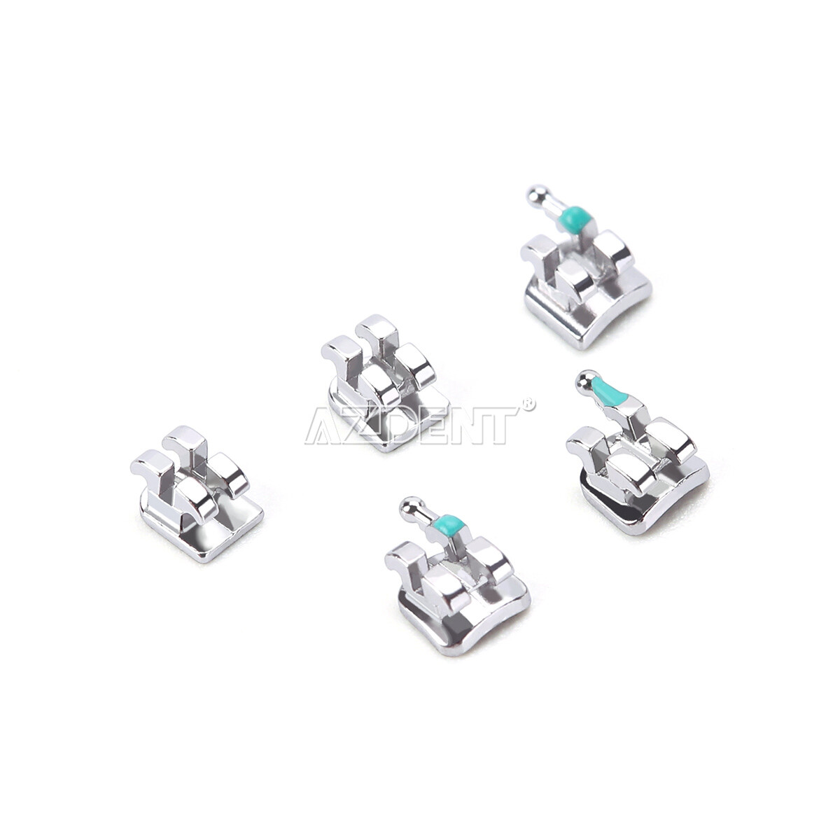 500 Bracket Ortodontici MEITE Mini Roth 022 Con Ganci - Metallo, Colore Bianco/verde - Uso Dentale