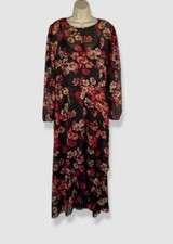 Tommy Hilfiger Women's Black Poppy Chiffon Midi Dress Plus Size 14W