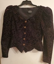 Cachet by Bari Protas Vintage Black Velvet Luminous Sparkling Bolero. Size 5/6.
