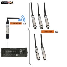 SHEHDS 5pcs Wireless DMX Receiver With Wireless DMX Transmitter LED Light Stage