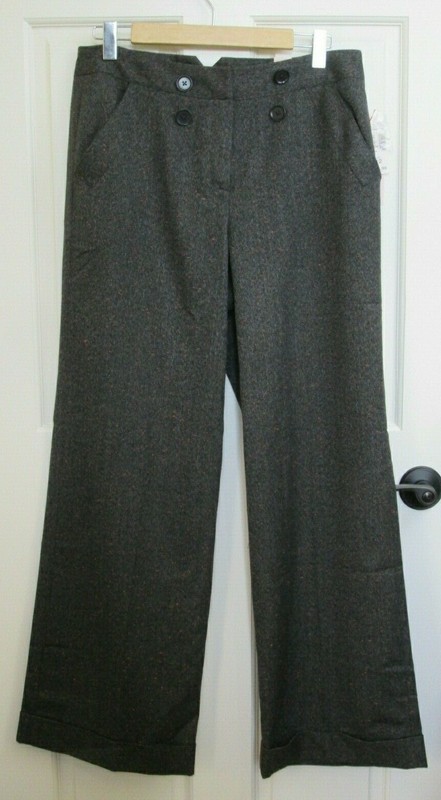 NWT Dressbarn Gray Dress Pants Womens Size 12 33x31 Wide Leg Stretch 100-24551