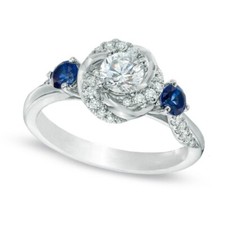 1.10Ct White Round CZ Rose Flower Engagement Ring Solid 925 Sterling Silver